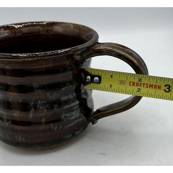 Pottery Coffee Mug Handmade Signed Colleen Brown Glazed Large Handle - Picture 14 of 15